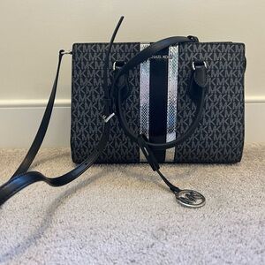 Michael Kors Black and Silver Logo Satchel